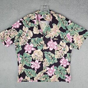 Hilo Hattie Hawaiian Shirt Mens 2XL Multicolor Leaf Print Short Sleeve Button-Up